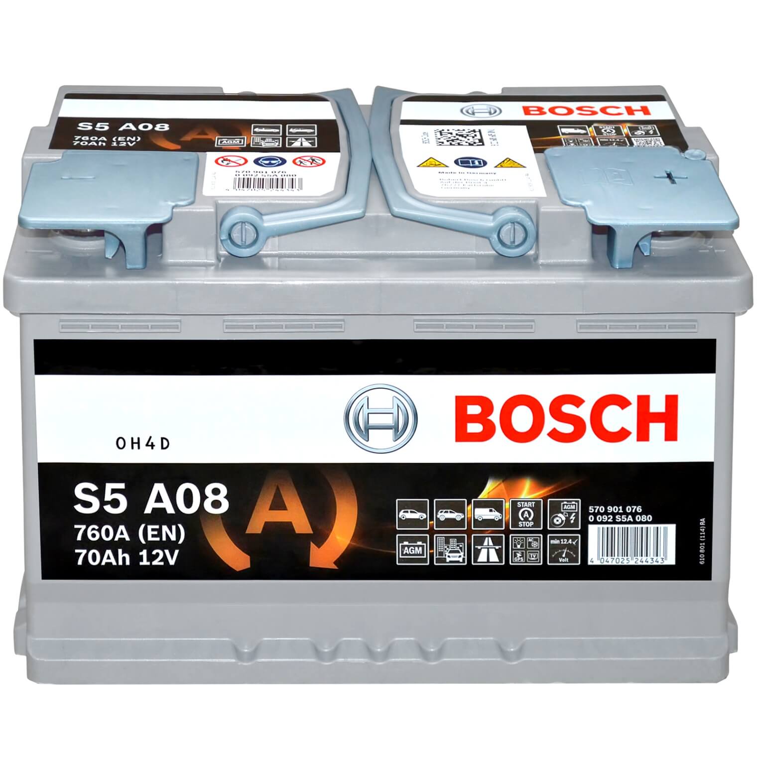 S5A08 Batería Bosch AGM 12V 70Ah 760A -/+ Start Stop · Alto Rendimiento