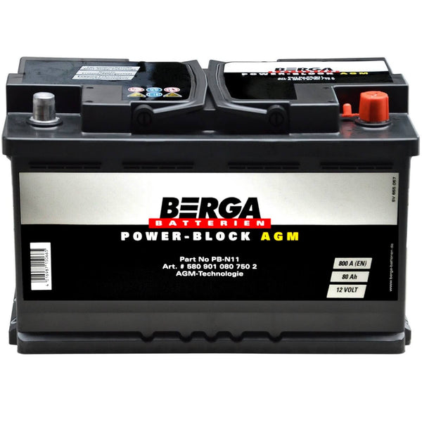 BERGA POWER-BLOCK AGM 12V 80Ah 800A/EN Autobatterie