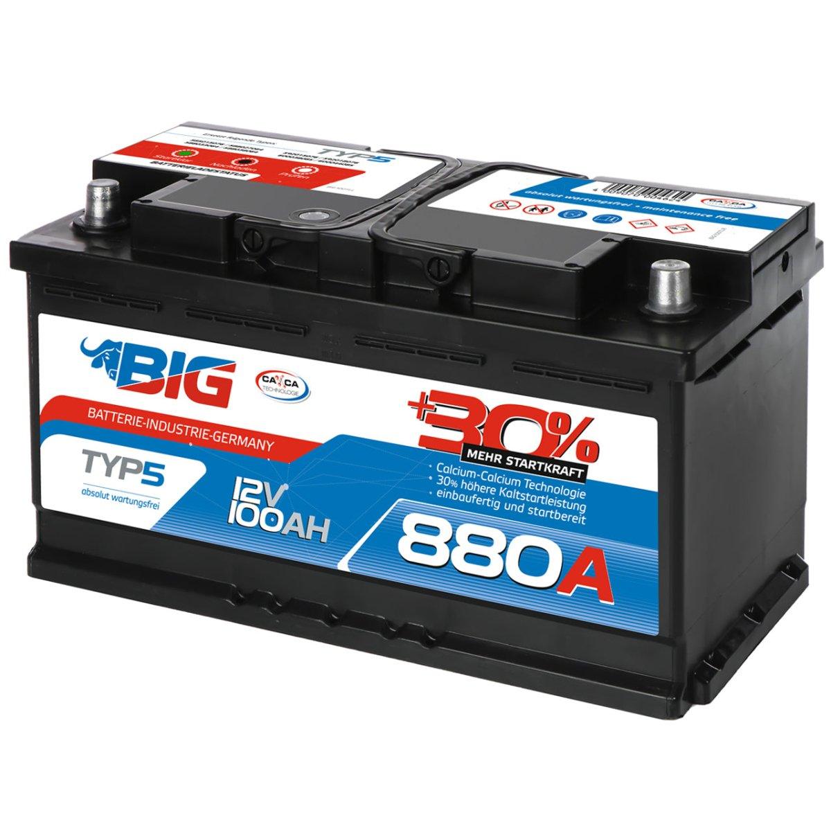 BIG +30% 12V 100Ah 880A/EN Autobatterie