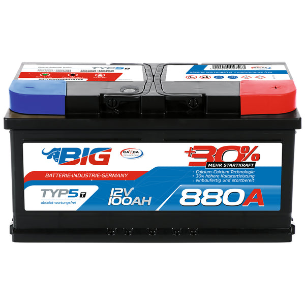 BIG +30% T-Modell 12V 100Ah 880A/EN Autobatterie