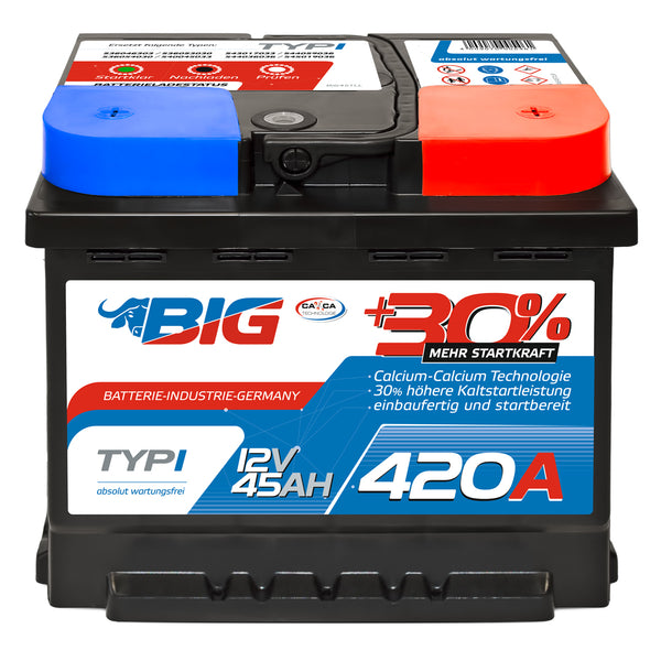 BIG +30% 12V 45Ah 420A/EN Autobatterie