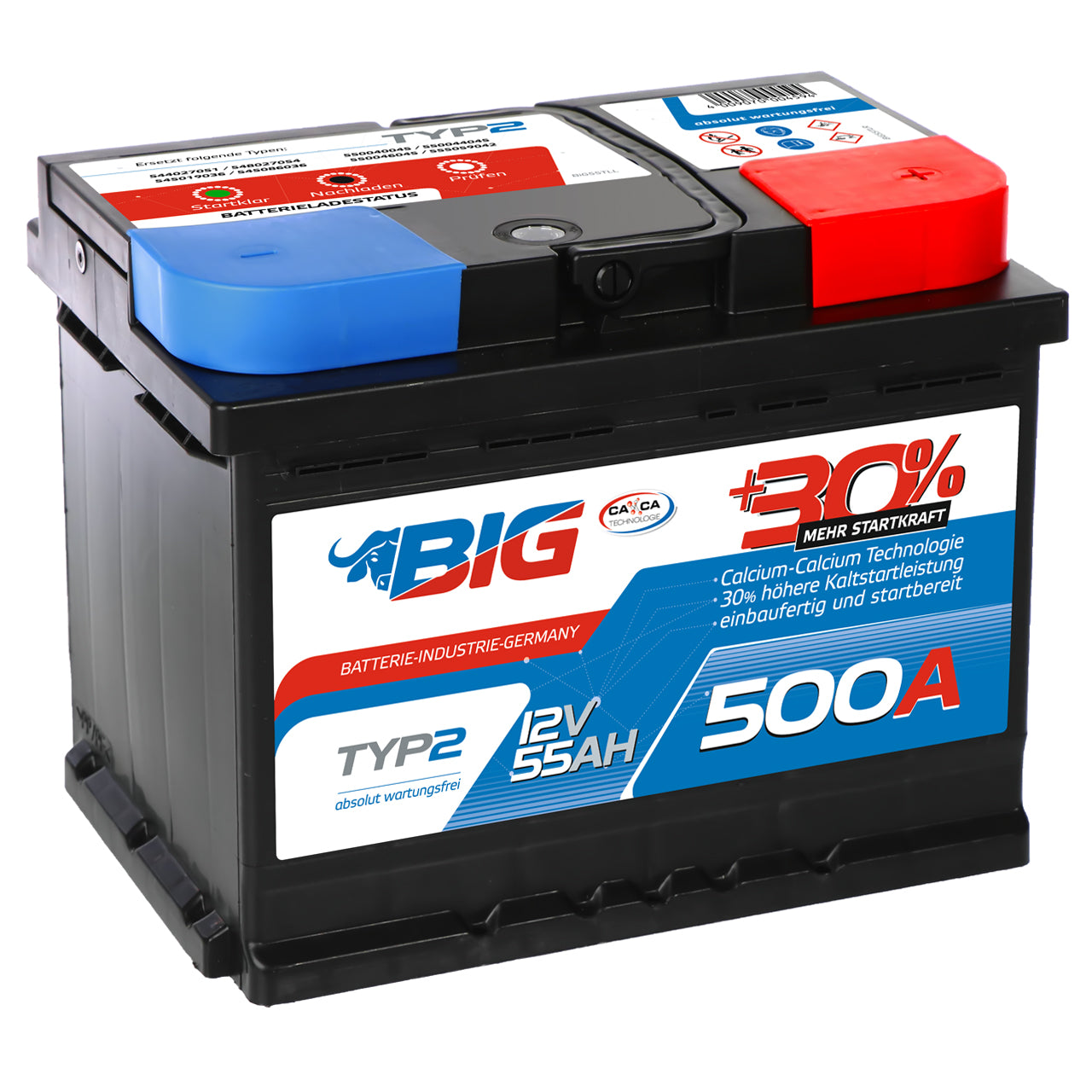 BIG +30% 12V 55Ah 500A/EN