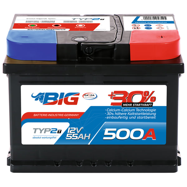 BIG +30% T-Modell 12V 55Ah 500A/EN