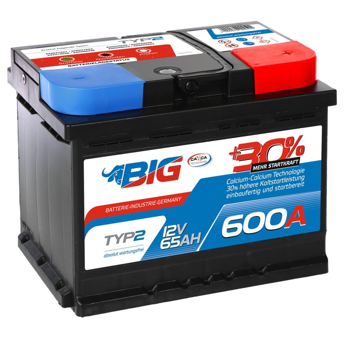 BIG +30% 12V 65Ah 600A/EN Autobatterie