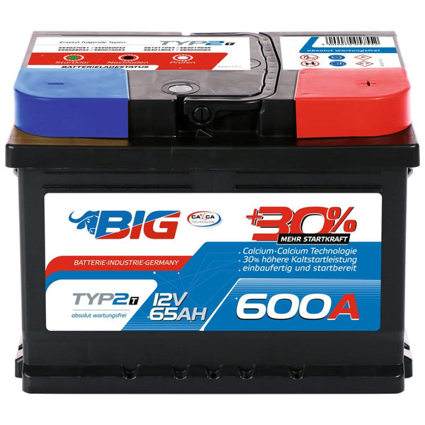 BIG +30% T-Modell 12V 65Ah 600A/EN Autobatterie