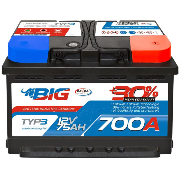 BIG +30% 12V 75Ah 700A/EN Autobatterie