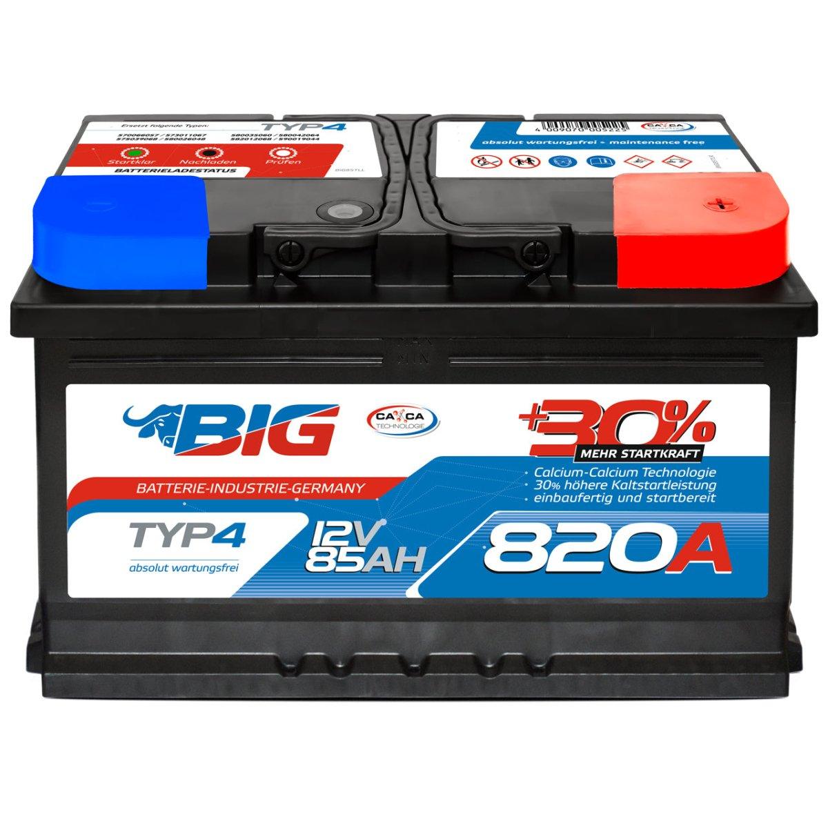 BIG +30% 12V 85Ah 820A/EN Autobatterie