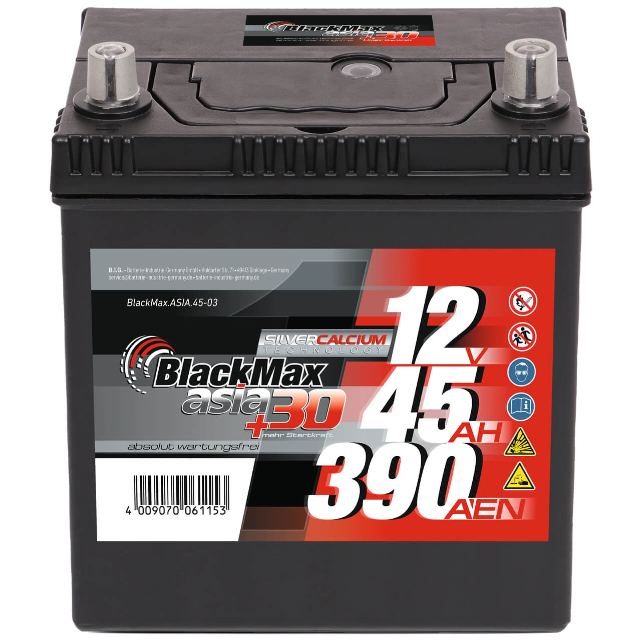 BlackMax ASIA 45-03 12V 45Ah 390A/EN Autobatterie