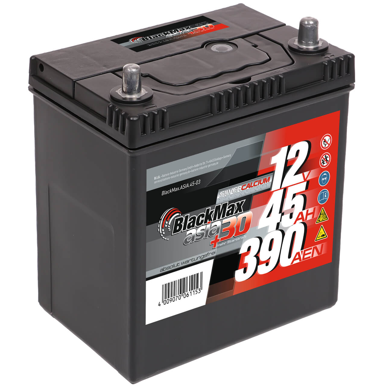 BlackMax ASIA 45-03 12V 45Ah 390A/EN Autobatterie