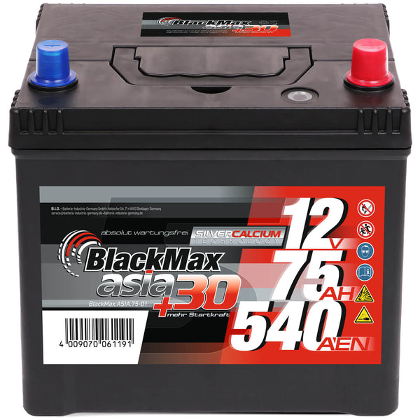 BlackMax ASIA 75-01 12V 75Ah 540A/EN Autobatterie