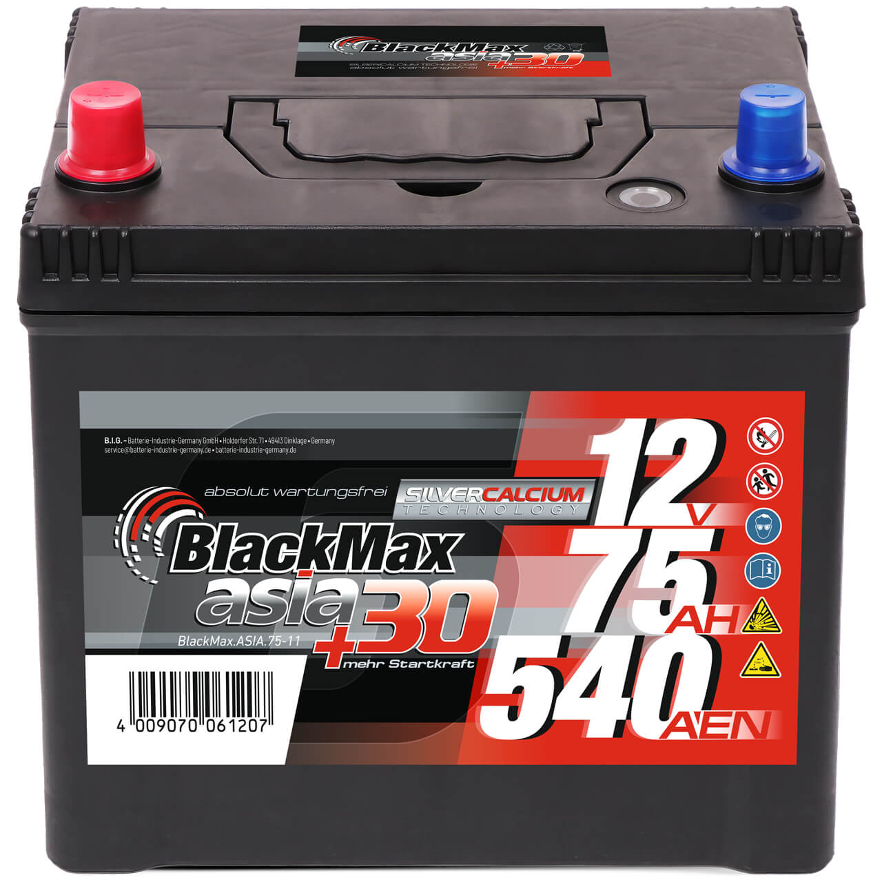 BlackMax ASIA 75-11 12V 75Ah 540A/EN Autobatterie