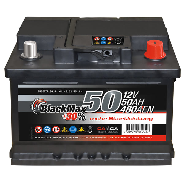 BlackMax +30% 12V 50Ah 480A/EN Autobatterie