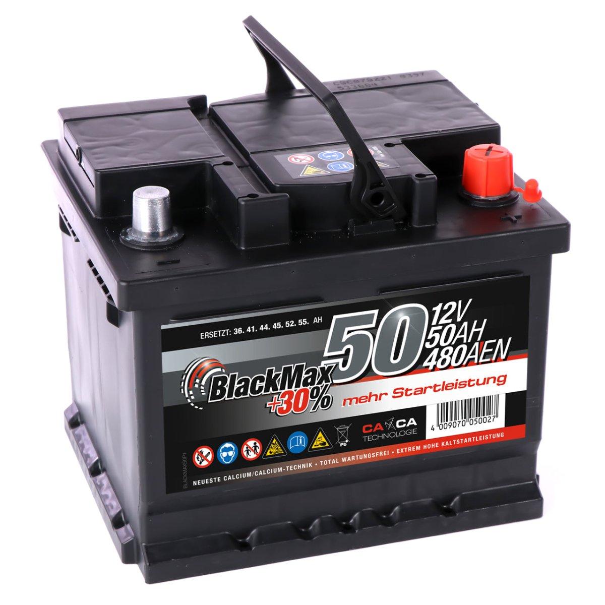 BlackMax +30% 12V 50Ah 480A/EN Autobatterie