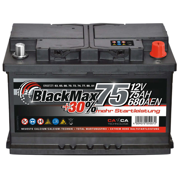 BlackMax +30% 12V 75Ah 680A/EN Autobatterie