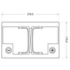 Autobatterie BlackMax 12V 75Ah technische Zeichnung oben