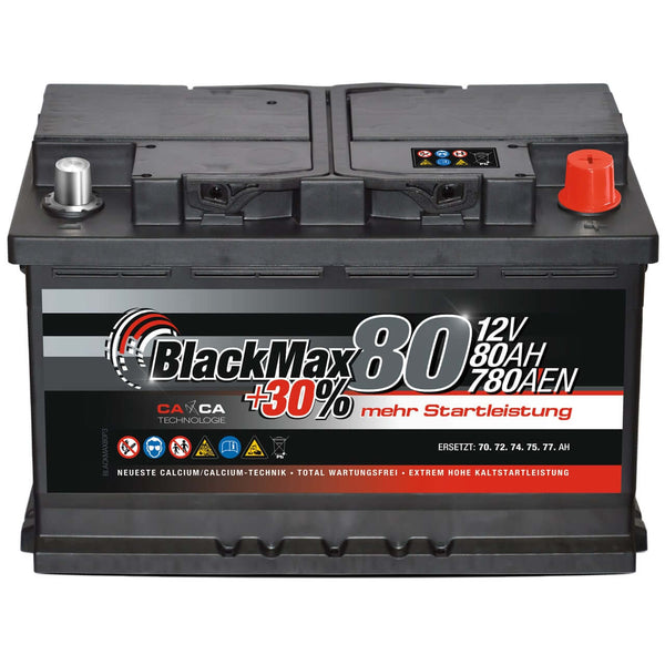 BlackMax +30% 12V 80Ah 780A/EN Autobatterie