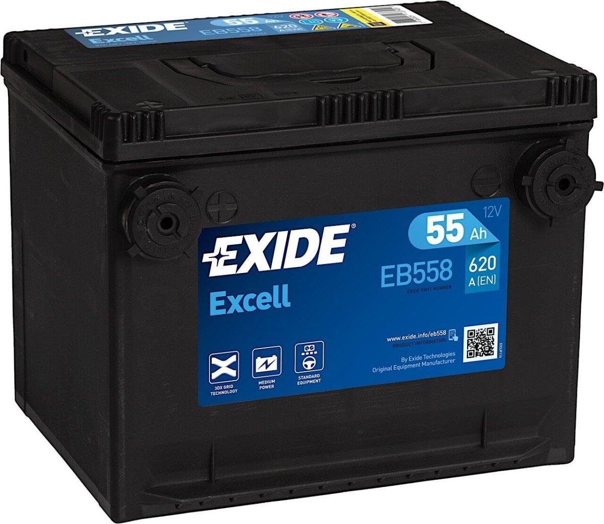 Autobatterie Exide Excell EB558 12V 55Ah Seite links