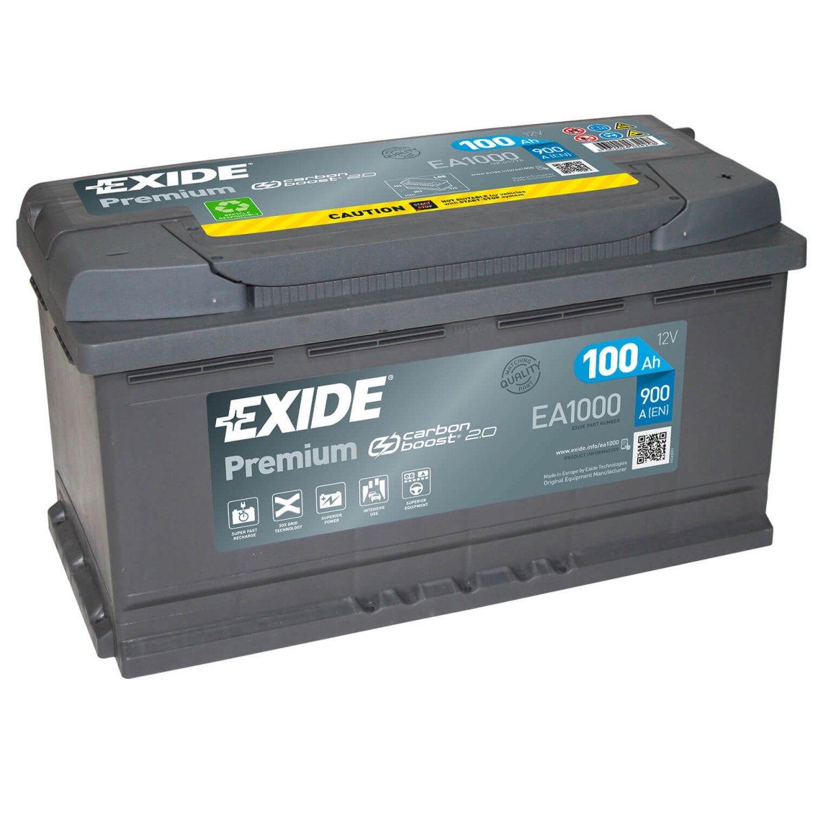 Autobatterie Exide Premium Carbon Boost 2.0 EA1000 12V 100Ah Seite links