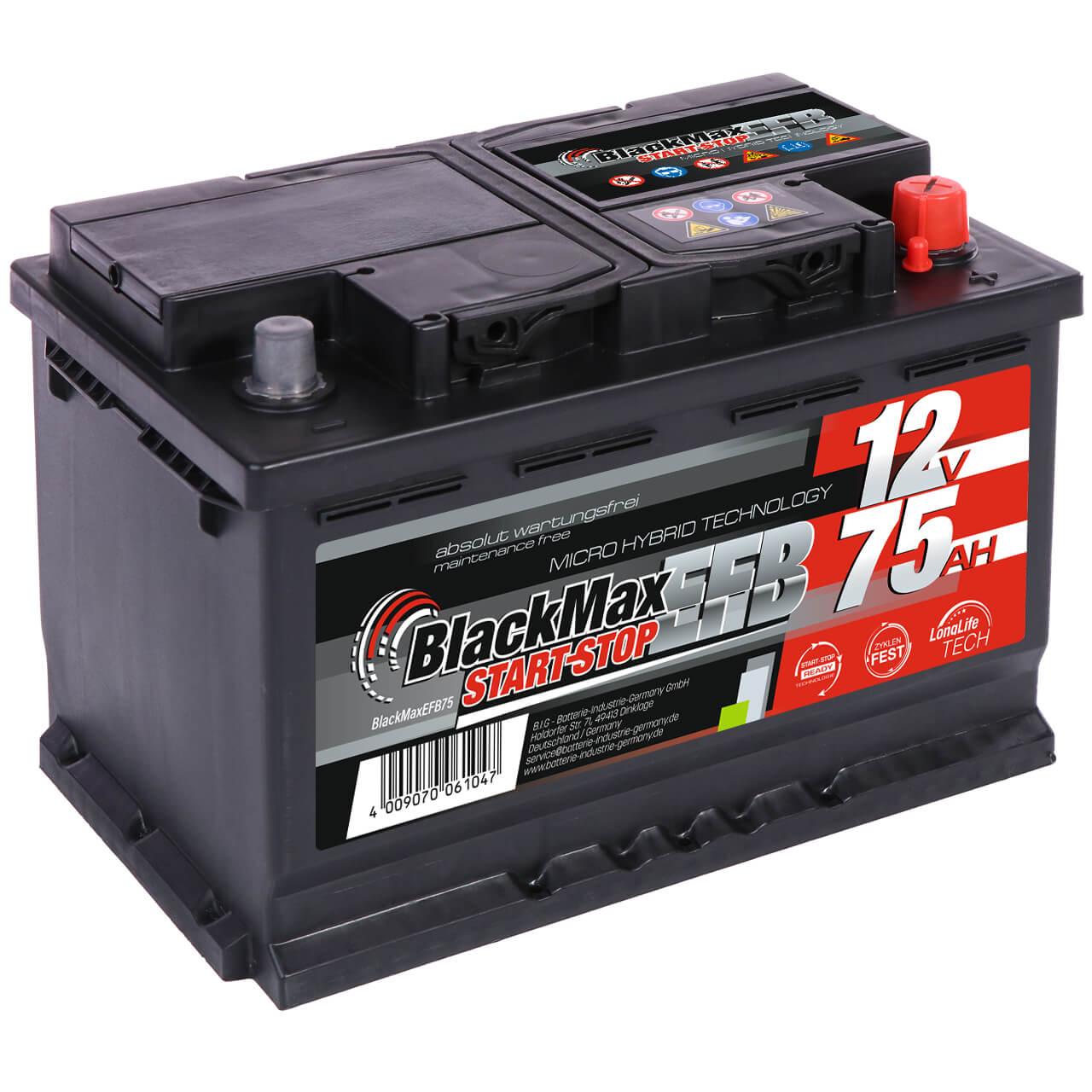 BlackMax Start-Stop EFB 12V 75Ah 700A/EN Autobatterie