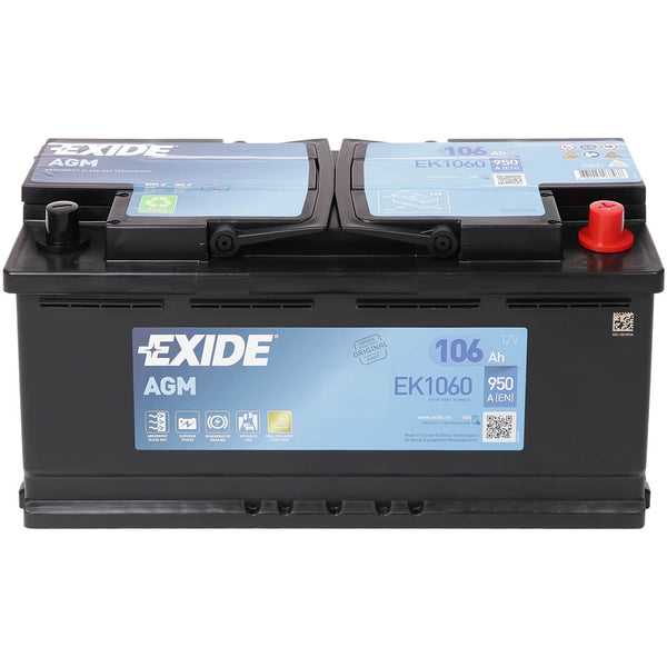 Exide Start-Stop EK1060 AGM 12V 106Ah 950A/EN ersetzt Exide EK1050 Autobatterie