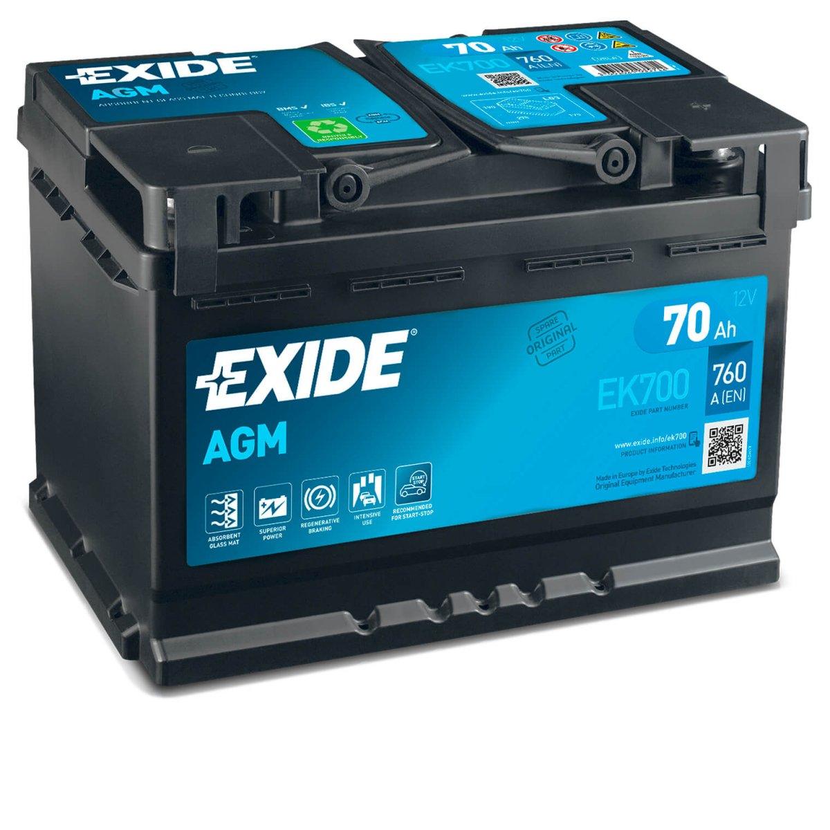 Autobatterie Exide AGM EK700 12V 70Ah Seite links