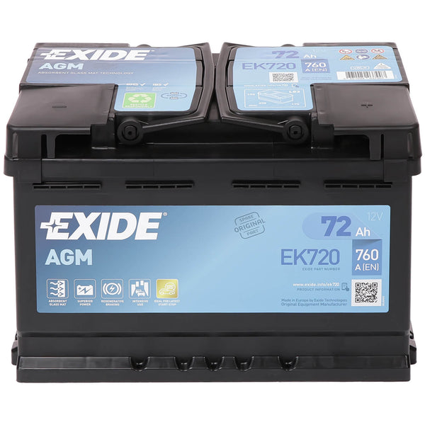 Exide Start-Stop EK720 AGM 12V 72Ah 760A/EN ersetzt Exide EK700 Autobatterie