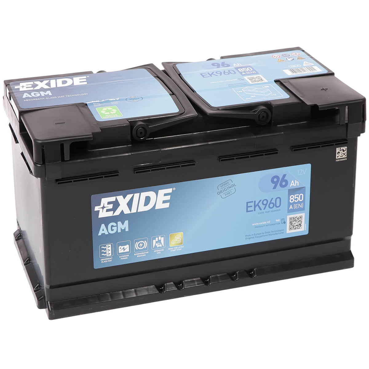 Exide Start-Stop EK960 AGM 12V 96Ah 850A/EN ersetzt Exide EK950 Autobatterie