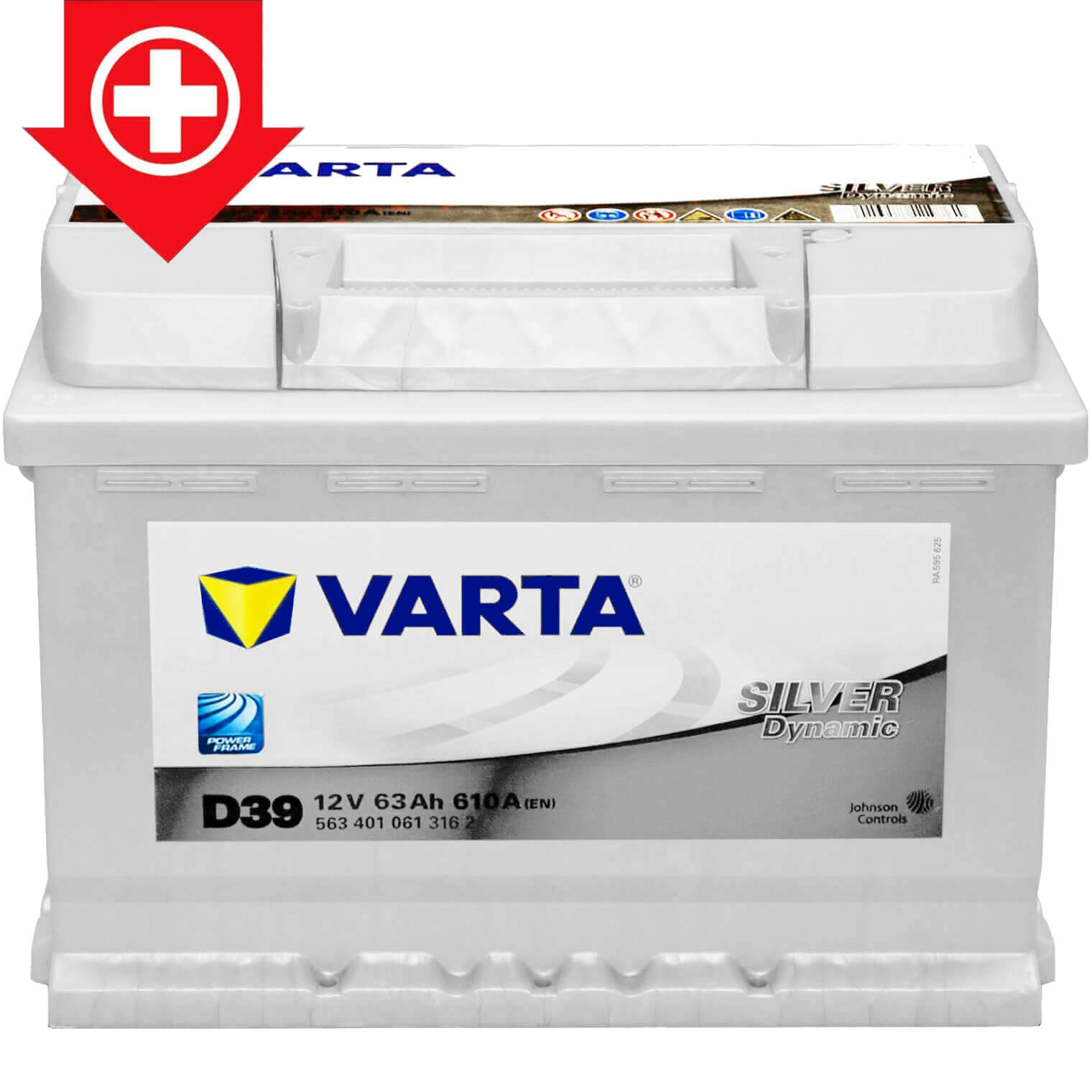 Autobatterie Varta Silver Dynamic D39 12V 63Ah 5634010613162 Front
