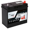 Bordnetzbatterie SilverMax EV A45-01 12V 45Ah Seite links