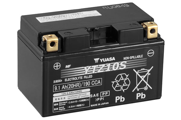 YUASA MF YTZ10S AGM 12V 9,1Ah 190A/EN Motorradbatterie