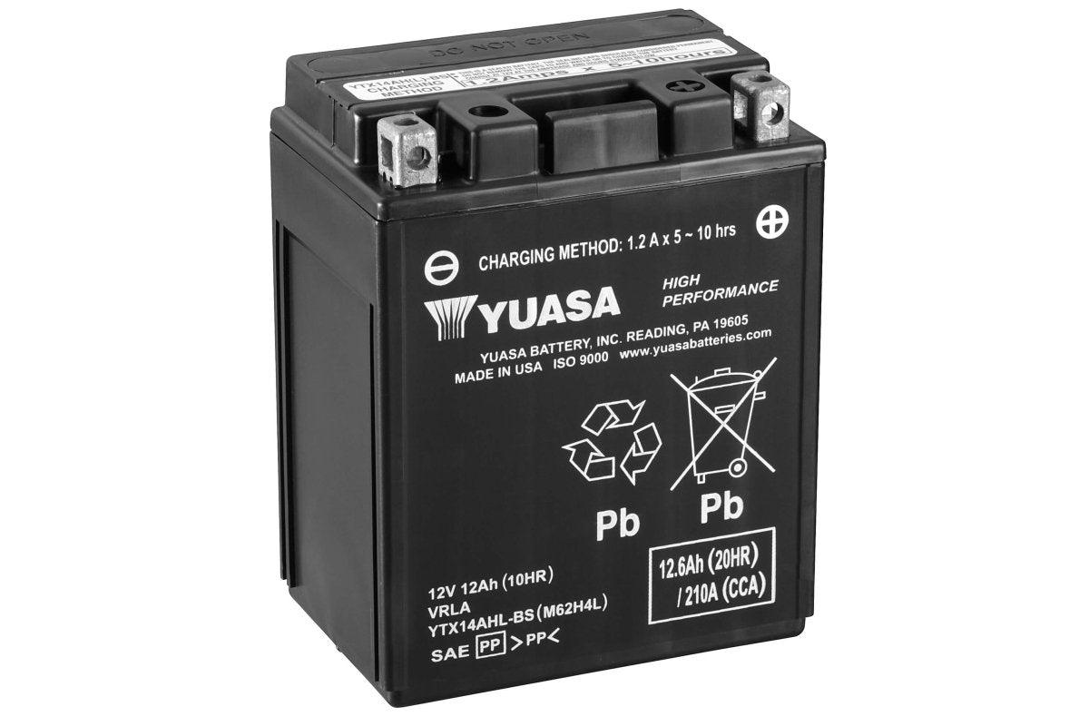 AGM Motorradbatterie YUASA Super MF YTX14AHL-BS 12V 12Ah Front