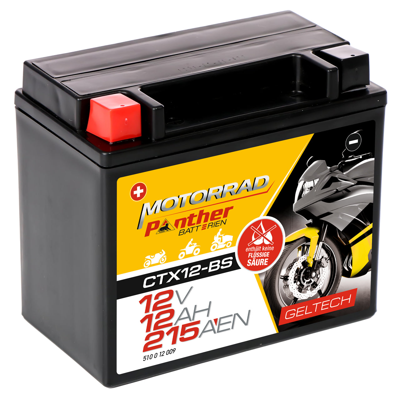 BlackMax YTX12-BS Motorradbatterie GEL 12V 12Ah CTX12-BS Batterie 51012  Quad