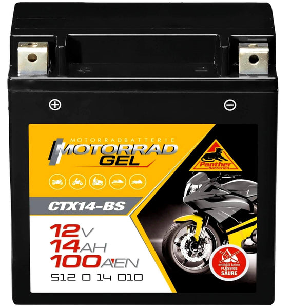 Panther Motorrad CTX14-BS 51214 GEL 12V 14Ah 100A/EN Motorradbatterie