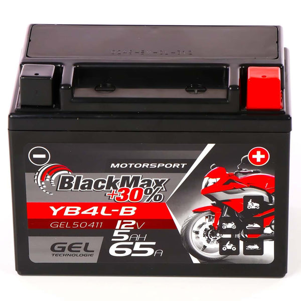 BlackMax +30% Motorsport YB4L-B 50411 GEL 12V 5Ah 65A/EN Motorradbatterie