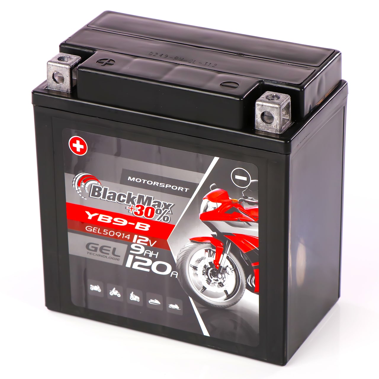 YB5L-B Motorradbatterie 12V 5Ah BlackMax Gel (DIN 50512)