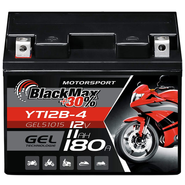 BlackMax +30% Motorsport YT12B-4 51015 GEL 12V 11Ah 180A/EN Motorradbatterie