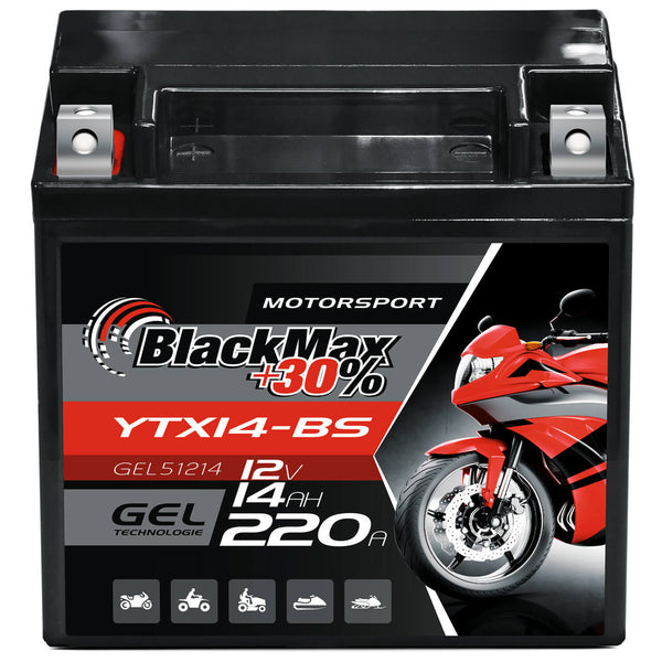 BlackMax +30% Motorsport YTX14-BS 51214 GEL 12V 14Ah 220A/EN Motorradbatterie