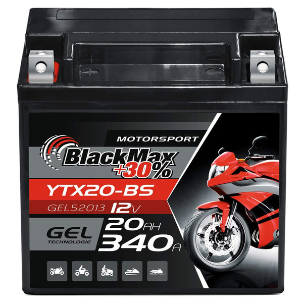 BlackMax +30% Motorsport YTX20-BS 52013 GEL 12V 20Ah 340A/EN Motorradbatterie