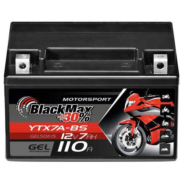 BlackMax +30% Motorsport YTX7A-BS 50615 GEL 12V 7Ah 110A/EN Motorradbatterie