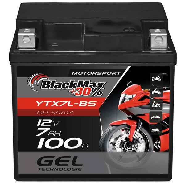 BlackMax +30% Motorsport YTX7L-BS 50614 GEL 12V 7Ah 100A/EN Motorradbatterie