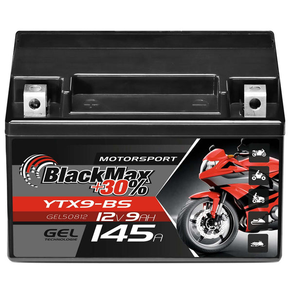 BlackMax +30% Motorsport YTX9-BS 50812 GEL 12V 9Ah 145A/EN Motorradbatterie