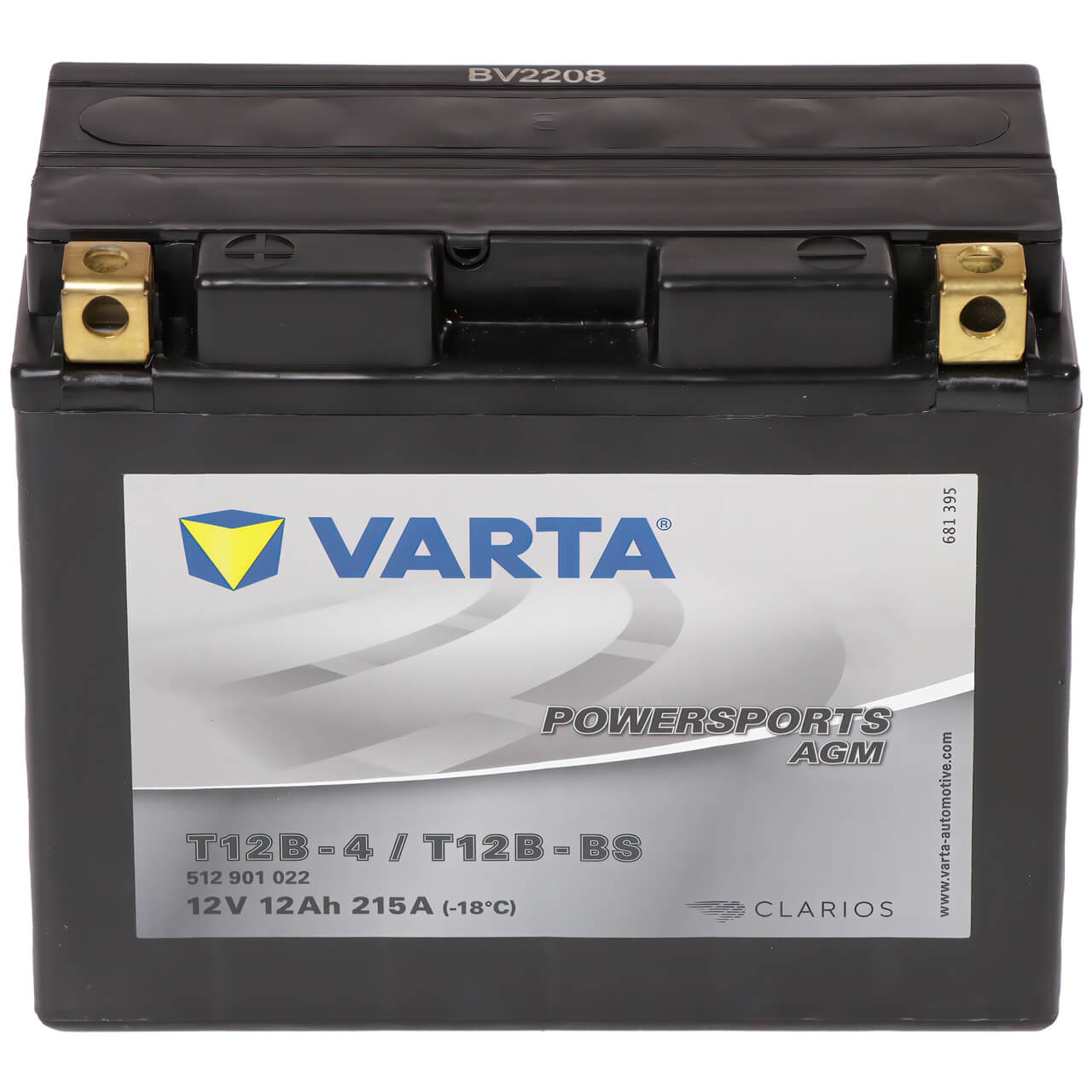 Motorradbatterie Varta Powersports AGM YT12B-BS 512901 12V 12Ah Front