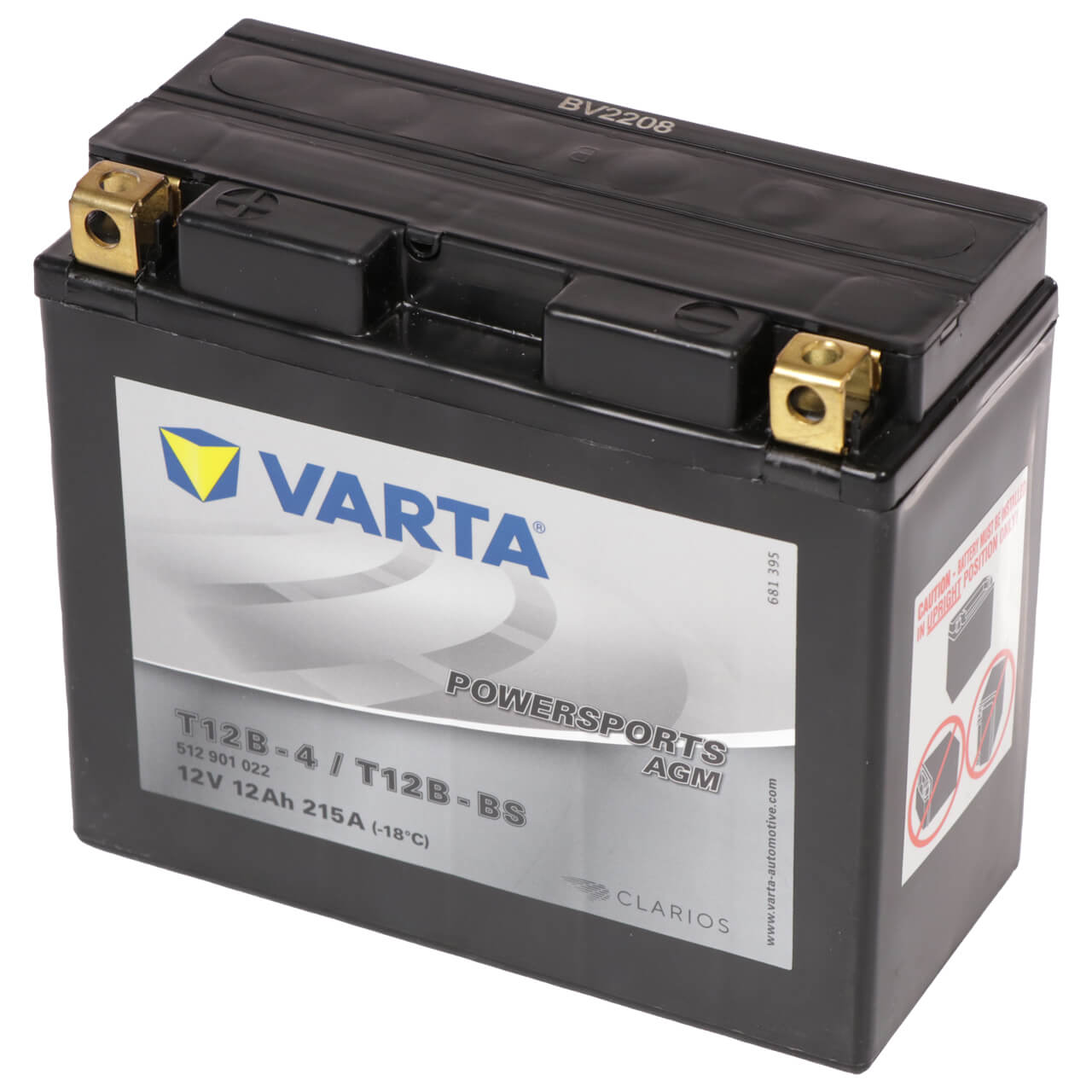 Motorradbatterie Varta Powersports AGM YT12B-BS 512901 12V 12Ah Seite rechts