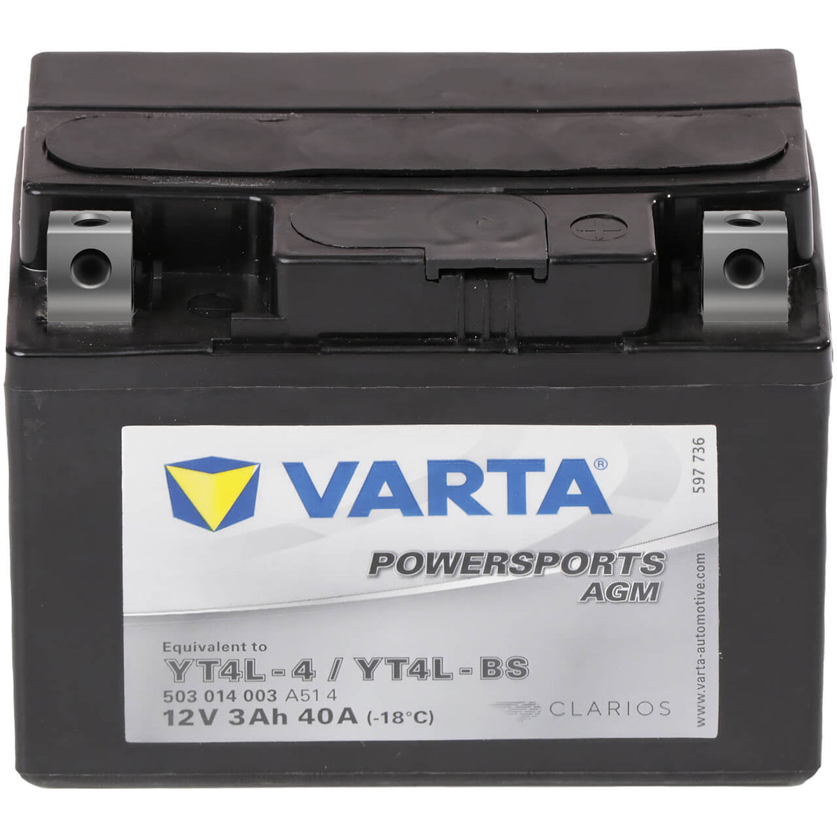 Motorradbatterie Varta Powersports AGM YT4L-BS 50314 12V 3Ah Front