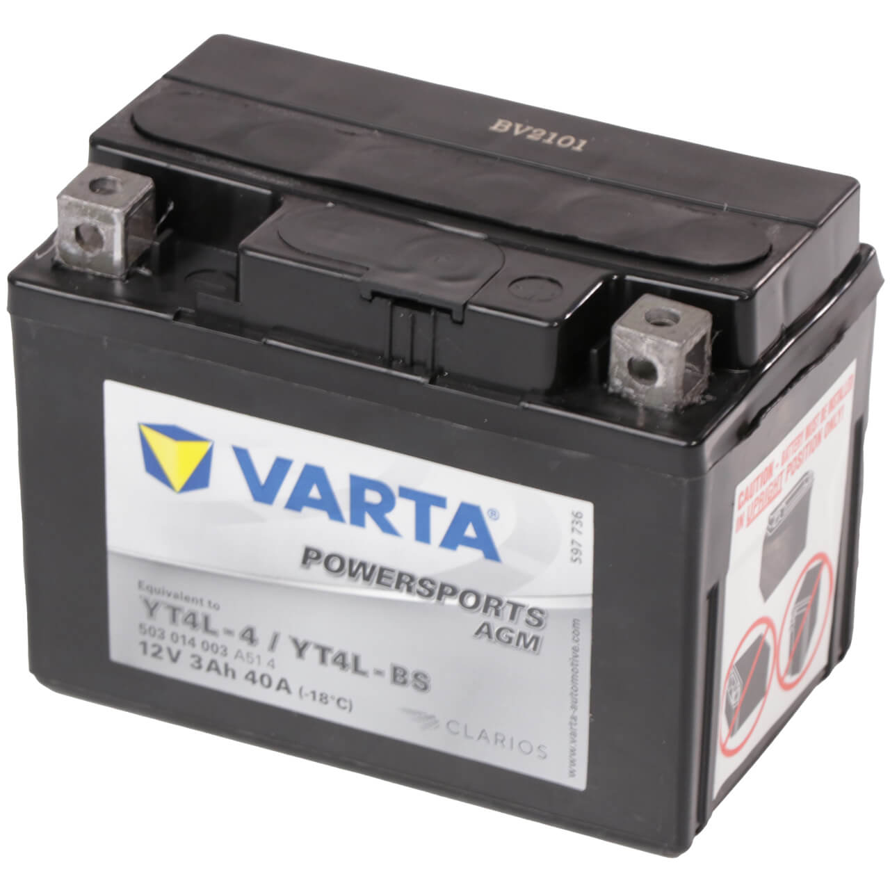 Motorradbatterie Varta Powersports AGM YT4L-BS 50314 12V 3Ah Seite rechts