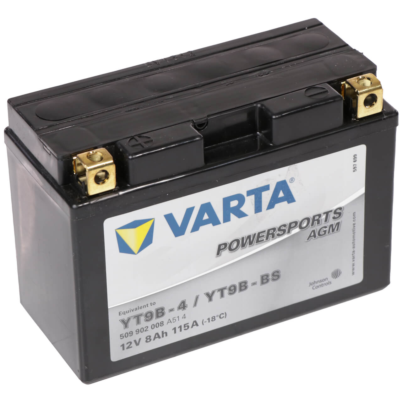 Motorradbatterie Varta Powersports YT9B-BS 509902 12V 8Ah Seite links