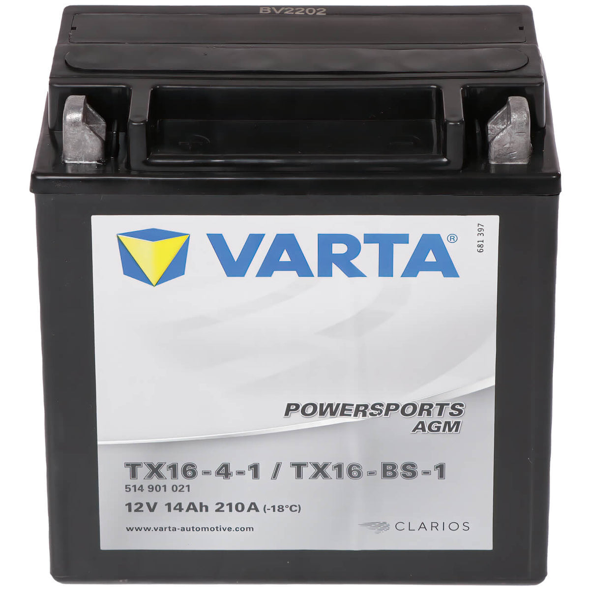 Motorradbatterie Varta Powersports AGM YTX16-BS-1 514901 12V 14Ah Front