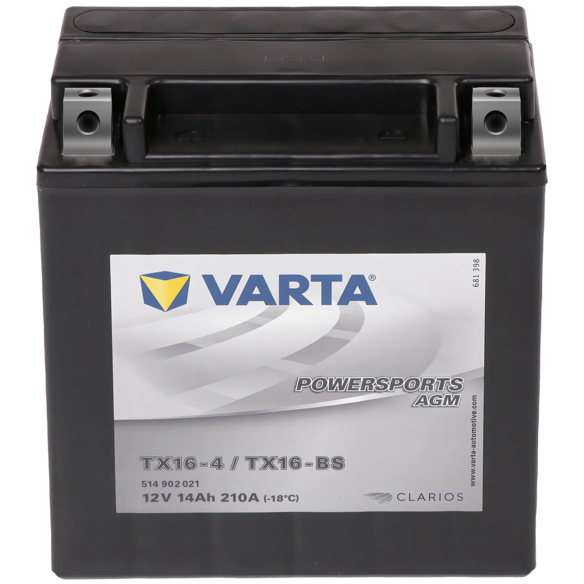 Motorradbatterie Varta Powersports AGM YTX16-BS 514902 12V 14Ah Front