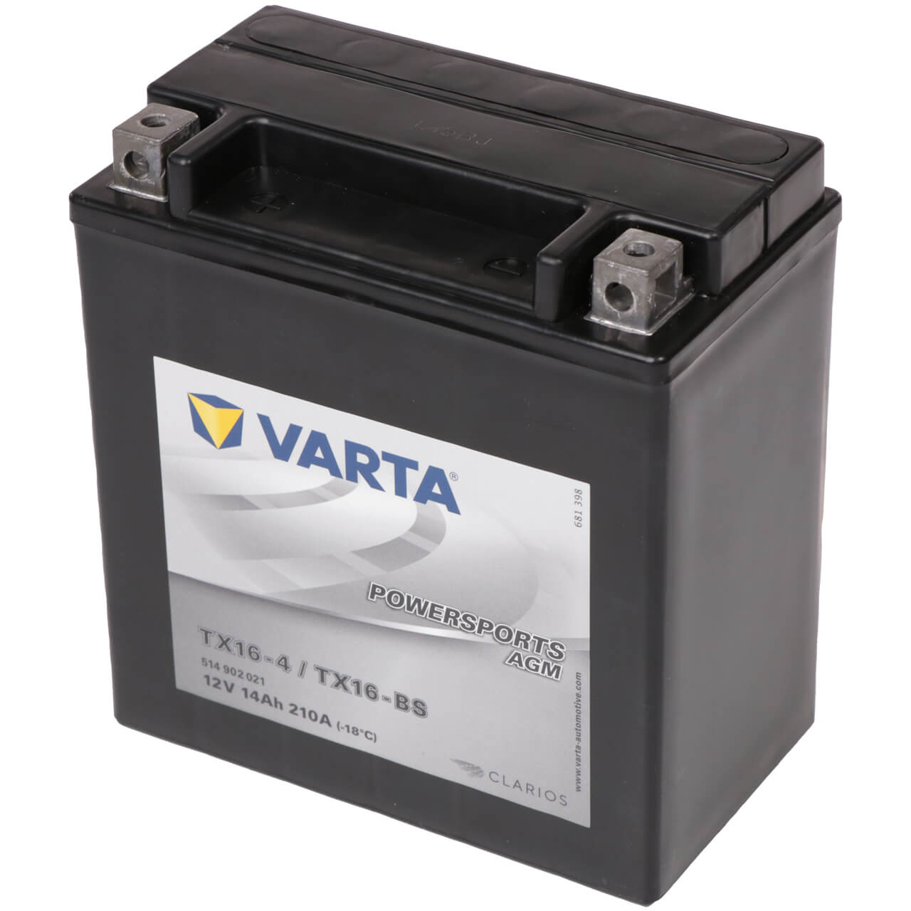 Motorradbatterie Varta Powersports AGM YTX16-BS 514902 12V 14Ah Seite rechts