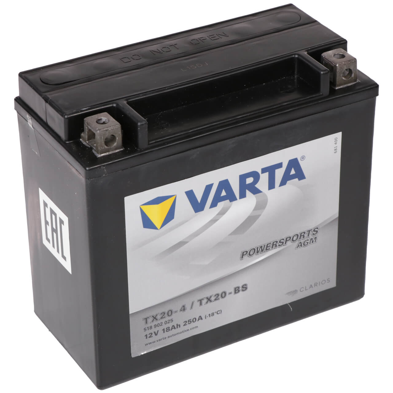 Motorradbatterie Varta Powersports AGM YTX20-BS 518902 12V 18Ah Seite links